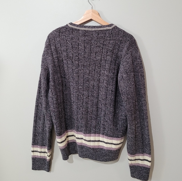 Vintage 90s purple v neck ribbed sweater - Picture 9 of 11